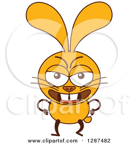 Clipart of a Cartoon Angry Yellow Rabbit - Royalty Free Vector Illustration by Zooco