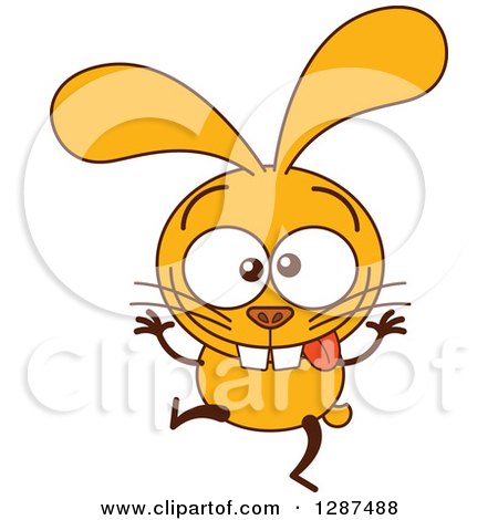 Clipart of a Cartoon Yellow Rabbit Making a Funny Face - Royalty Free Vector Illustration by Zooco