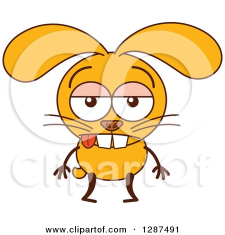 Clipart of a Cartoon Indifferent Yellow Rabbit - Royalty Free Vector Illustration by Zooco