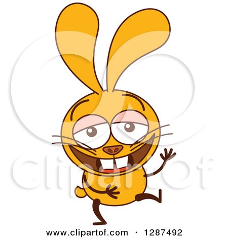 Clipart of a Cartoon Yellow Rabbit Laughing - Royalty Free Vector Illustration by Zooco