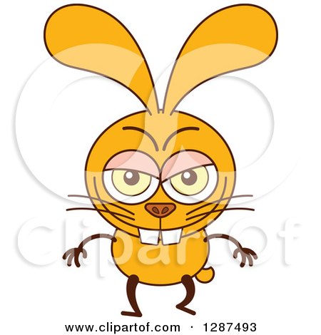 Clipart of a Cartoon Naughty Yellow Rabbit - Royalty Free Vector Illustration by Zooco