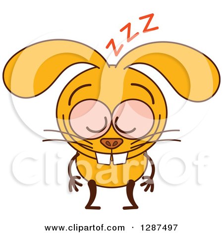 Clipart of a Cartoon Sleeping Yellow Rabbit - Royalty Free Vector Illustration by Zooco