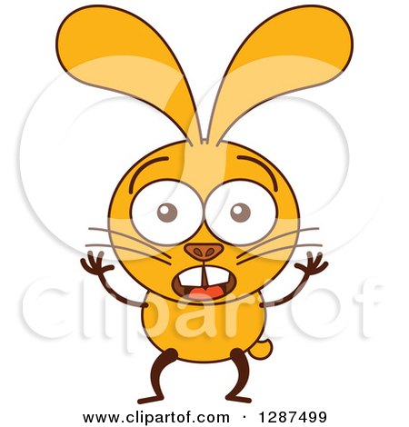 Clipart of a Cartoon Surprised Yellow Rabbit - Royalty Free Vector Illustration by Zooco
