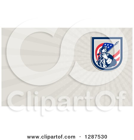 Clipart of a Retro Revolutionary Patriot Soldier Carrying an American Flag Background or Business Card Design - Royalty Free Illustration by patrimonio