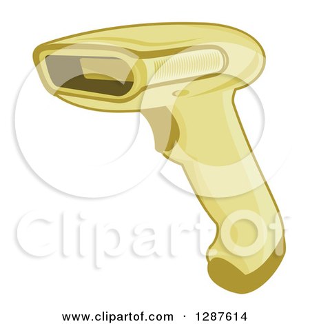 Clipart of a Yellow Bar Code Scanner Reader Gun - Royalty Free Vector Illustration by patrimonio