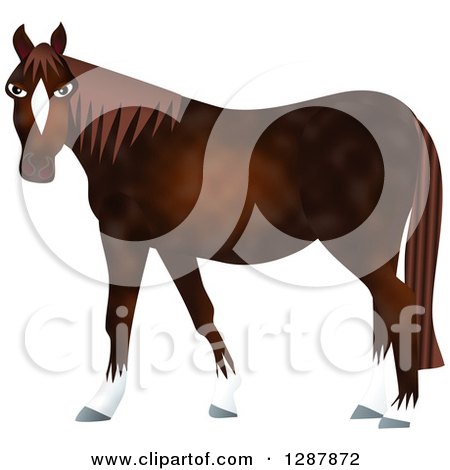 Clipart of a Brown Horse with White Boots - Royalty Free Illustration by Prawny