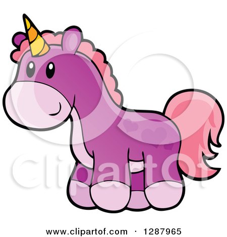 Clipart of a Purple Unicorn Girls Toy - Royalty Free Vector Illustration by visekart