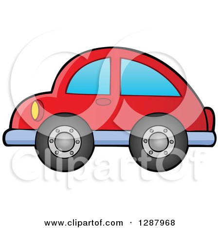 Clipart of a Red Toy Car Facing Left - Royalty Free Vector Illustration by visekart