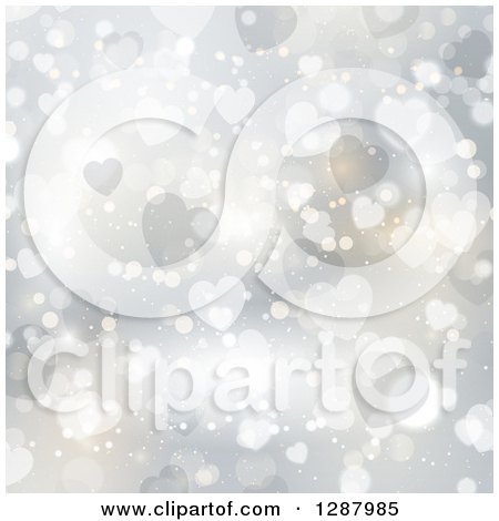 Clipart of a Background of Flares and Valentine Heart Bokeh - Royalty Free Vector Illustration by KJ Pargeter