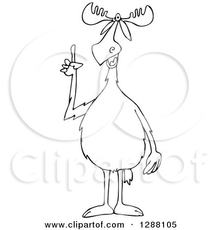 Clipart of a Black and White Knowledgeable Moose Making a Point - Royalty Free Vector Illustration by djart