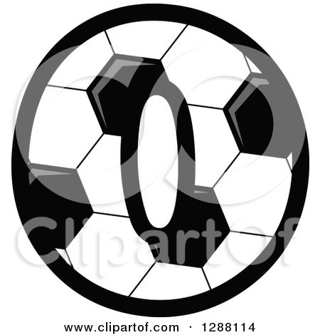 Clipart of a Grayscale Soccer Ball Number Zero - Royalty Free Vector Illustration by Vector Tradition SM