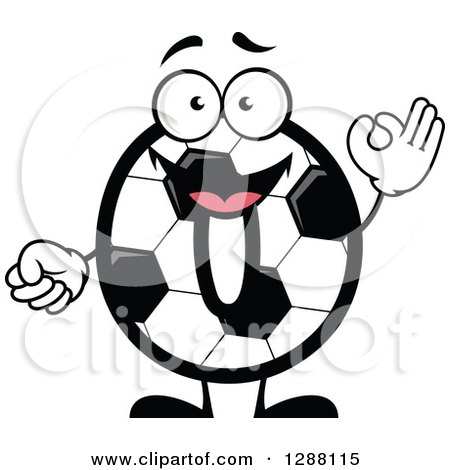 Clipart of a Soccer Ball Number Zero Character Gesturing 0 Fingers - Royalty Free Vector Illustration by Vector Tradition SM