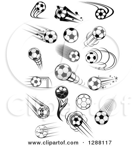 Clipart of Black and White and Grayscale Soccer Balls 2 - Royalty Free Vector Illustration by Vector Tradition SM