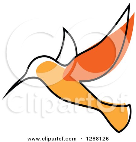 Clipart of a Sketched Orange Hummingbird - Royalty Free Vector Illustration by Vector Tradition SM