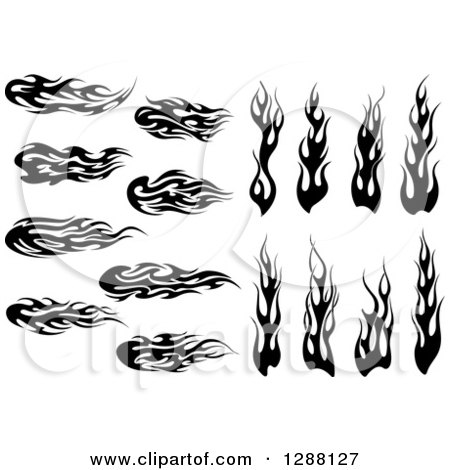 Clipart of Black and White Flames Design Elements - Royalty Free Vector Illustration by Vector Tradition SM