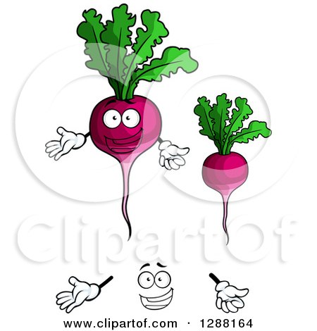 Clipart of Beets or Radishes with Hands and a Face - Royalty Free Vector Illustration by Vector Tradition SM