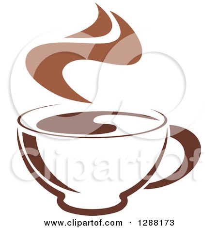 Clipart of a Two Toned Brown and White Steamy Coffee Cup 3 - Royalty Free Vector Illustration by Vector Tradition SM