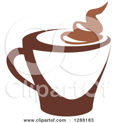 Clipart of a Two Toned Brown and White Steamy Coffee Cup 5 - Royalty Free Vector Illustration by Vector Tradition SM