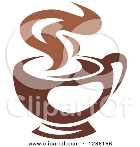 Clipart of a Two Toned Brown and White Steamy Coffee Cup 4 - Royalty Free Vector Illustration by Vector Tradition SM