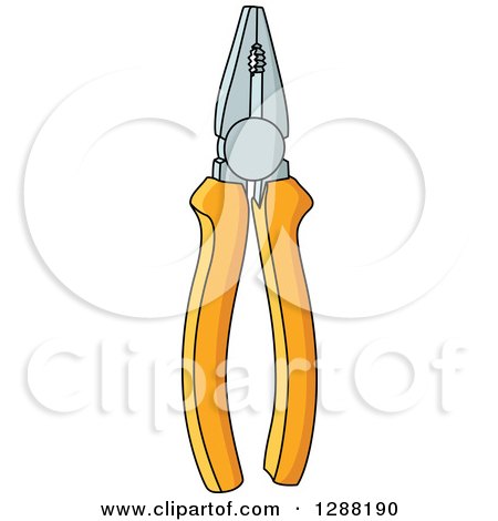 Clipart of a Pair of Orange Pliers - Royalty Free Vector Illustration by Vector Tradition SM