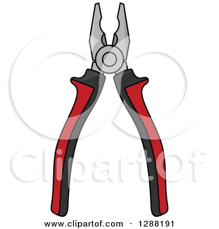 Clipart of a Pair of Black and Red Pliers - Royalty Free Vector Illustration by Vector Tradition SM