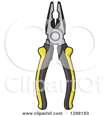 Clipart of a Pair of Black and Yellow Pliers - Royalty Free Vector Illustration by Vector Tradition SM