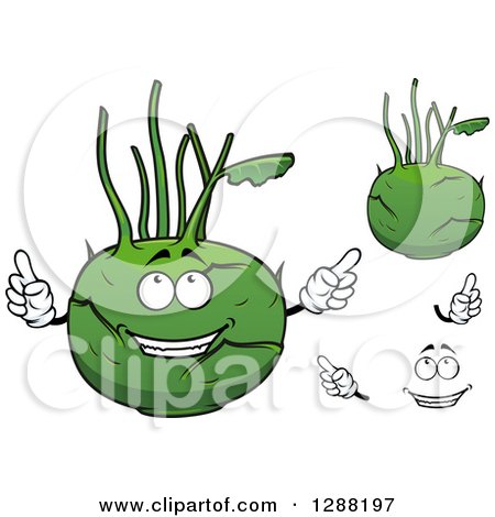 Clipart of Kohlrabi with Hands and a Face - Royalty Free Vector Illustration by Vector Tradition SM