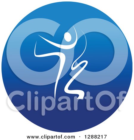 Clipart of a White Ribbon Dancer in a Round Blue Icon 3 - Royalty Free Vector Illustration by Vector Tradition SM