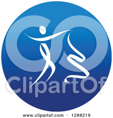 Clipart of a White Ribbon Dancer in a Round Blue Icon - Royalty Free Vector Illustration by Vector Tradition SM