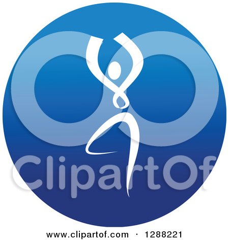 Clipart of a White Dancer Doing a Ballet Spin in a Round Blue Icon - Royalty Free Vector Illustration by Vector Tradition SM