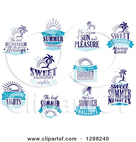 Clipart of Blue Summer Designs - Royalty Free Vector Illustration by Vector Tradition SM