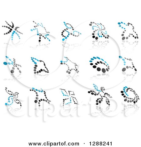 Clipart of a Blue and Black Abstract Dot Windmills and Reflections - Royalty Free Vector Illustration by Vector Tradition SM