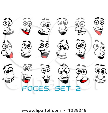 Clipart of Faces with Different Expressions and Text - Royalty Free Vector Illustration by Vector Tradition SM