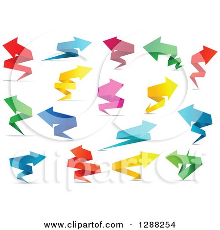 Clipart of Colorful Paper Arrows and Shadows 2 - Royalty Free Vector Illustration by Vector Tradition SM