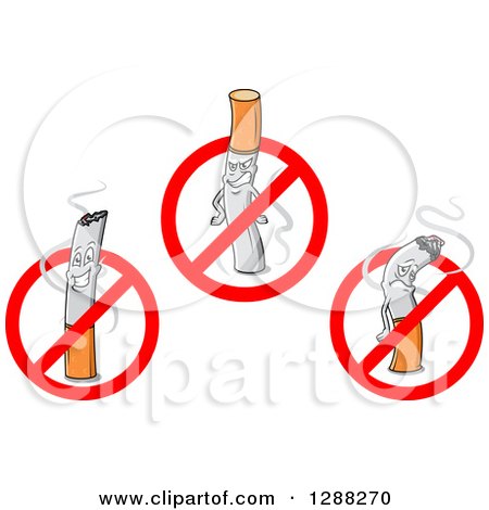 Clipart of Cigarettes Inside Restricted Symbols - Royalty Free Vector Illustration by Vector Tradition SM