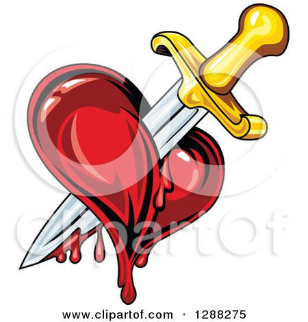 Clipart of a Sword Stabbing a Bleeding Heart 2 - Royalty Free Vector Illustration by Vector Tradition SM
