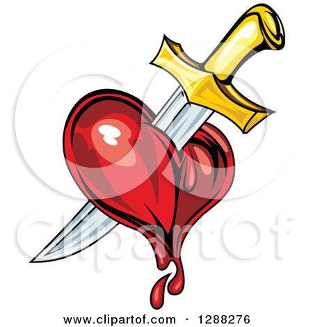 Clipart of a Sword Stabbing a Bleeding Heart 3 - Royalty Free Vector Illustration by Vector Tradition SM