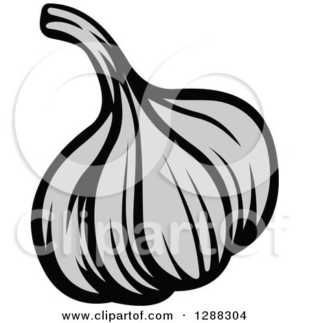 Clipart of a Grayscale Garlic Bulb - Royalty Free Vector Illustration by Vector Tradition SM