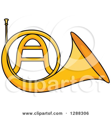 Clipart of a Cartoon Golden French Horn - Royalty Free Vector Illustration by Vector Tradition SM