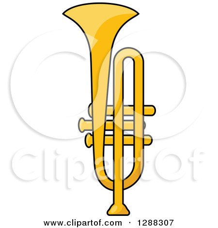 Clipart of a Cartoon Golden Trumpet - Royalty Free Vector Illustration by Vector Tradition SM