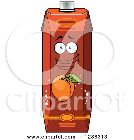 Clipart of a Happy Apricot Juice Carton Character - Royalty Free Vector Illustration by Vector Tradition SM