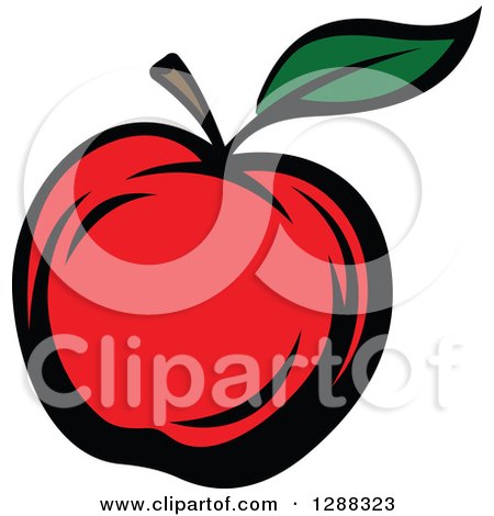 Clipart of a Red Apple with a Green Leaf - Royalty Free Vector Illustration by Vector Tradition SM