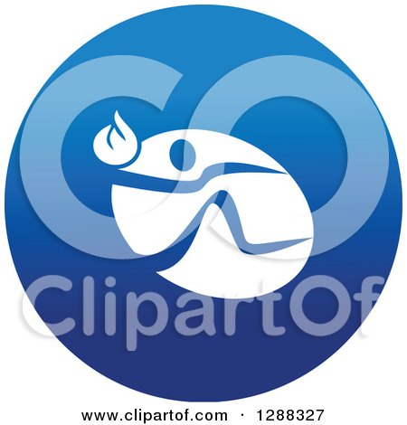 Clipart of a White Track and Field Athlete Running with a Torch in a Round Blue Icon - Royalty Free Vector Illustration by Vector Tradition SM