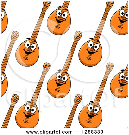 Clipart of a Seamless Background Pattern of Happy Banjos - Royalty Free Vector Illustration by Vector Tradition SM