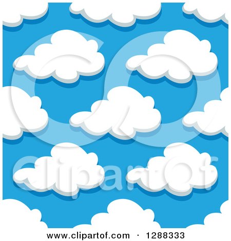 Clipart of a Seamless Pattern Background of Puffy Clouds in a Blue Sky 2 - Royalty Free Vector Illustration by Vector Tradition SM