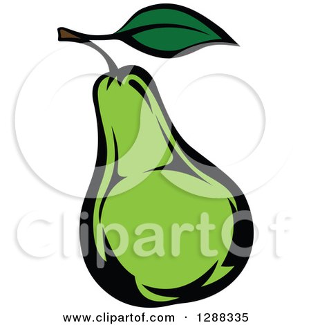 Clipart of a Green Pear and Leaf - Royalty Free Vector Illustration by Vector Tradition SM
