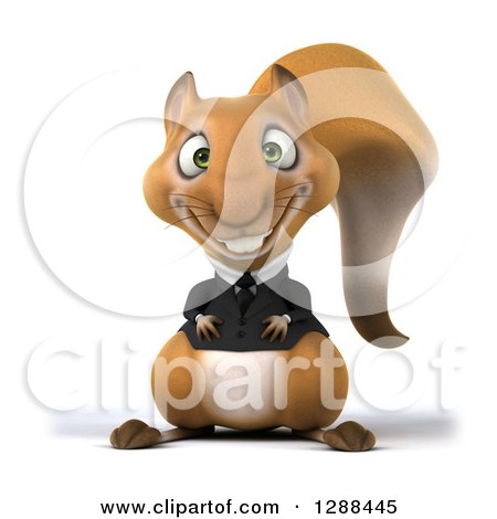 Clipart of a 3d Business Squirrel Smiling - Royalty Free Illustration by Julos