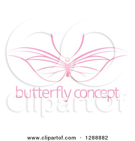 Clipart of a Pink Butterfly with Wide Wings over Sample Text - Royalty Free Vector Illustration by AtStockIllustration