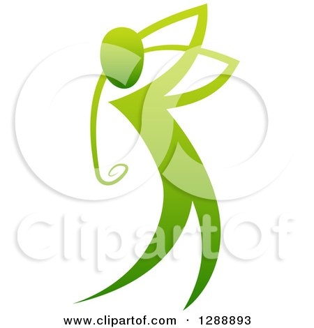 Clipart of a Gradient Green Man Golfing - Royalty Free Vector Illustration by AtStockIllustration