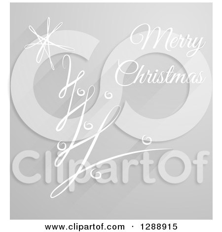 Clipart of a Grayscale Abstract Swirl Tree with Merry Christmas Text - Royalty Free Vector Illustration by AtStockIllustration